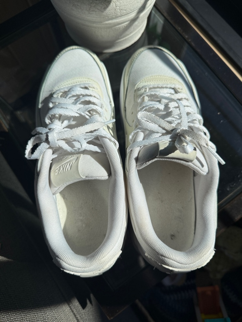 Nike Women’s Air Cream and White Low-Top Sneakers - Picture 5 of 8